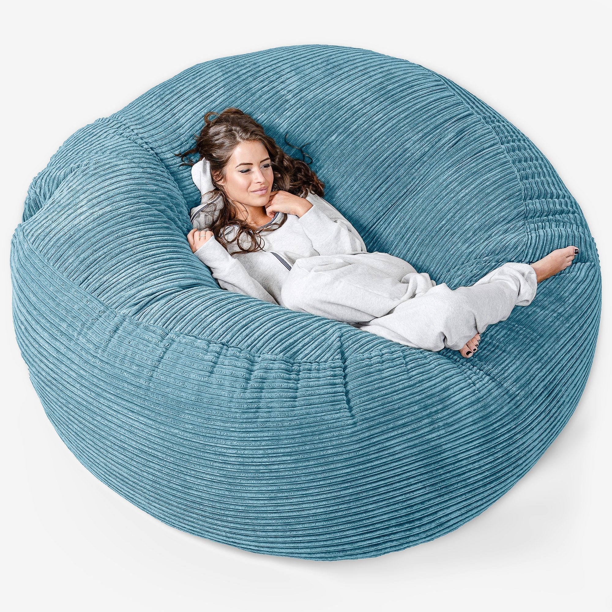 LOUNGE PUG Aegean Blue Giant Bean Bag Sofa Mega Mammoth UK Beanbag Cord The Lounge Pug