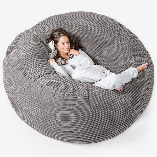 LOUNGE PUG Graphite Grey Giant Bean Bag Sofa Mega Mammoth UK Beanbag Cord The Lounge Pug
