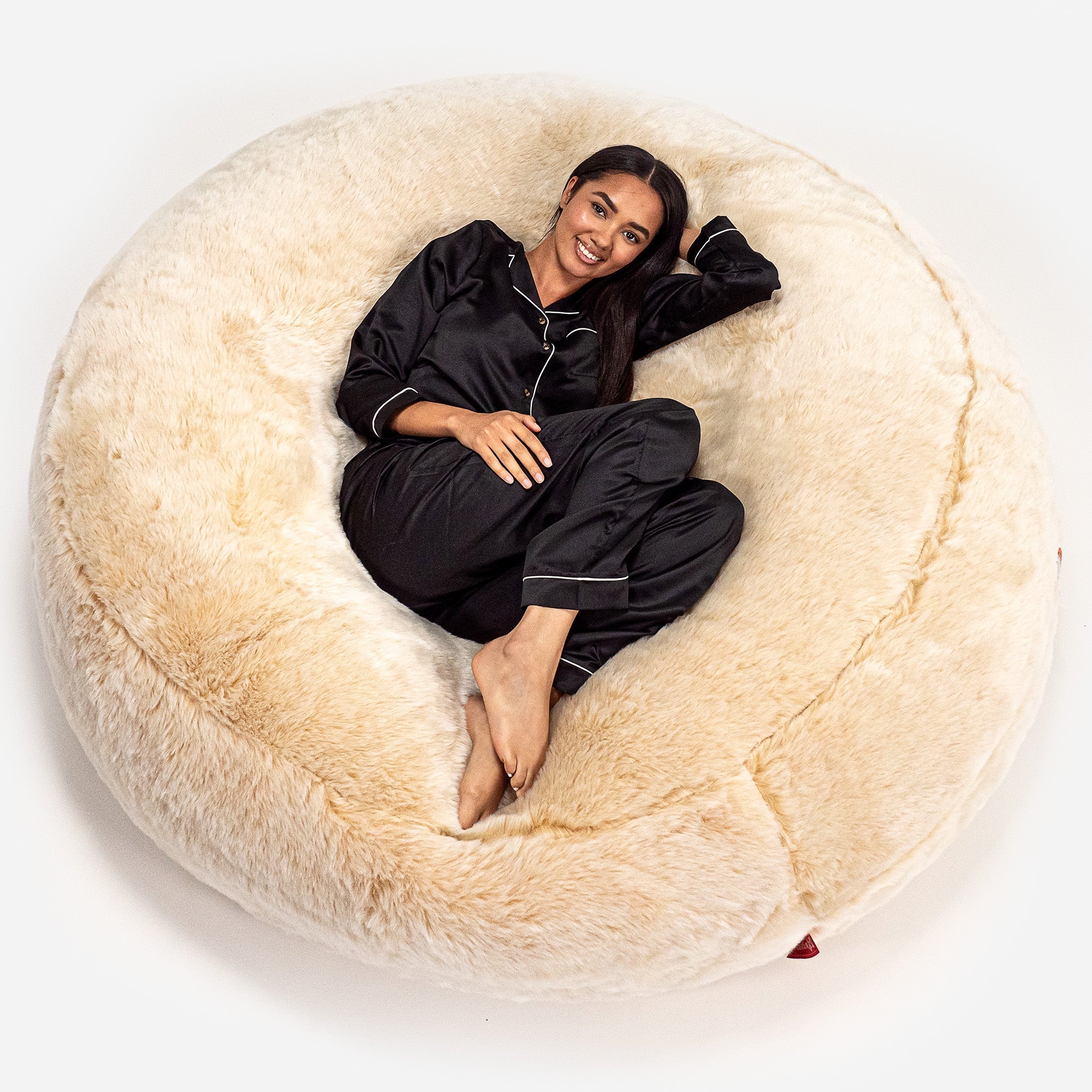 LOUNGE PUG Cream Giant Bean Bag Sofa Mega Mammoth Beanbag Fur