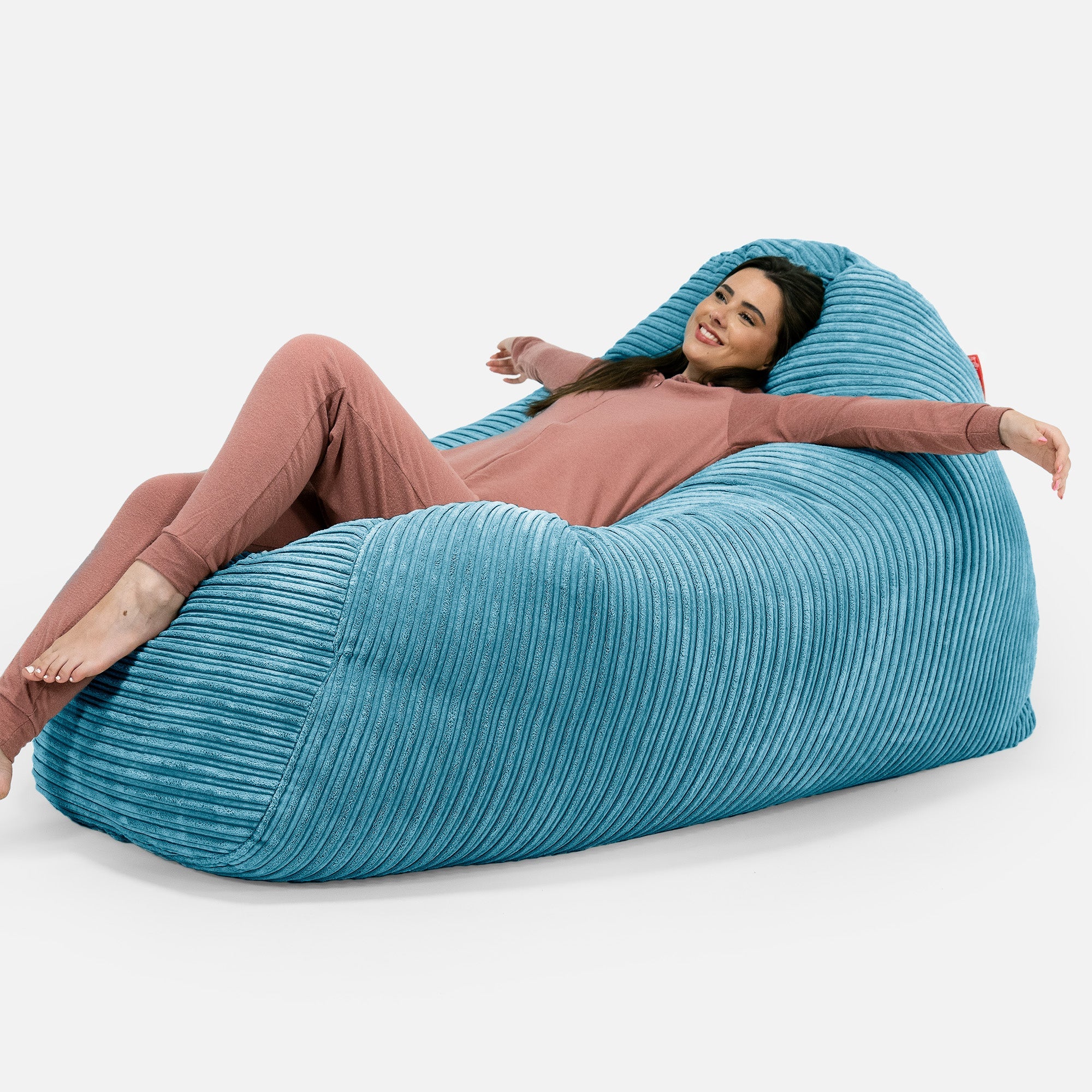 LOUNGE PUG Aegean Blue Giant Bean Bag Sofa Mega Beanbag Sofa UK Cord The Lounge Pug